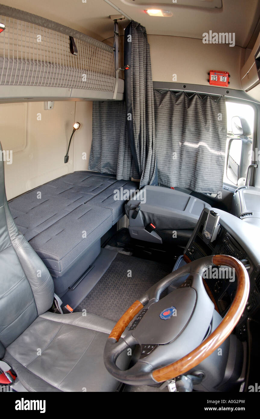 Diacritical Melodramatic Partial interior details of scania r500 v8 lorry cab Stock Photo - Alamy
