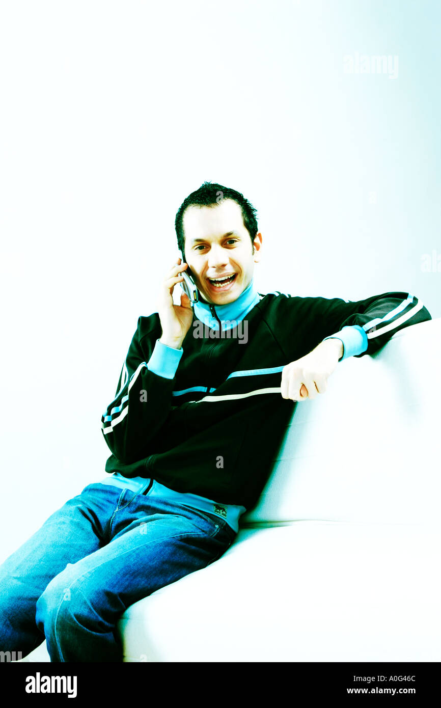 Young man talking on the phone Stock Photo