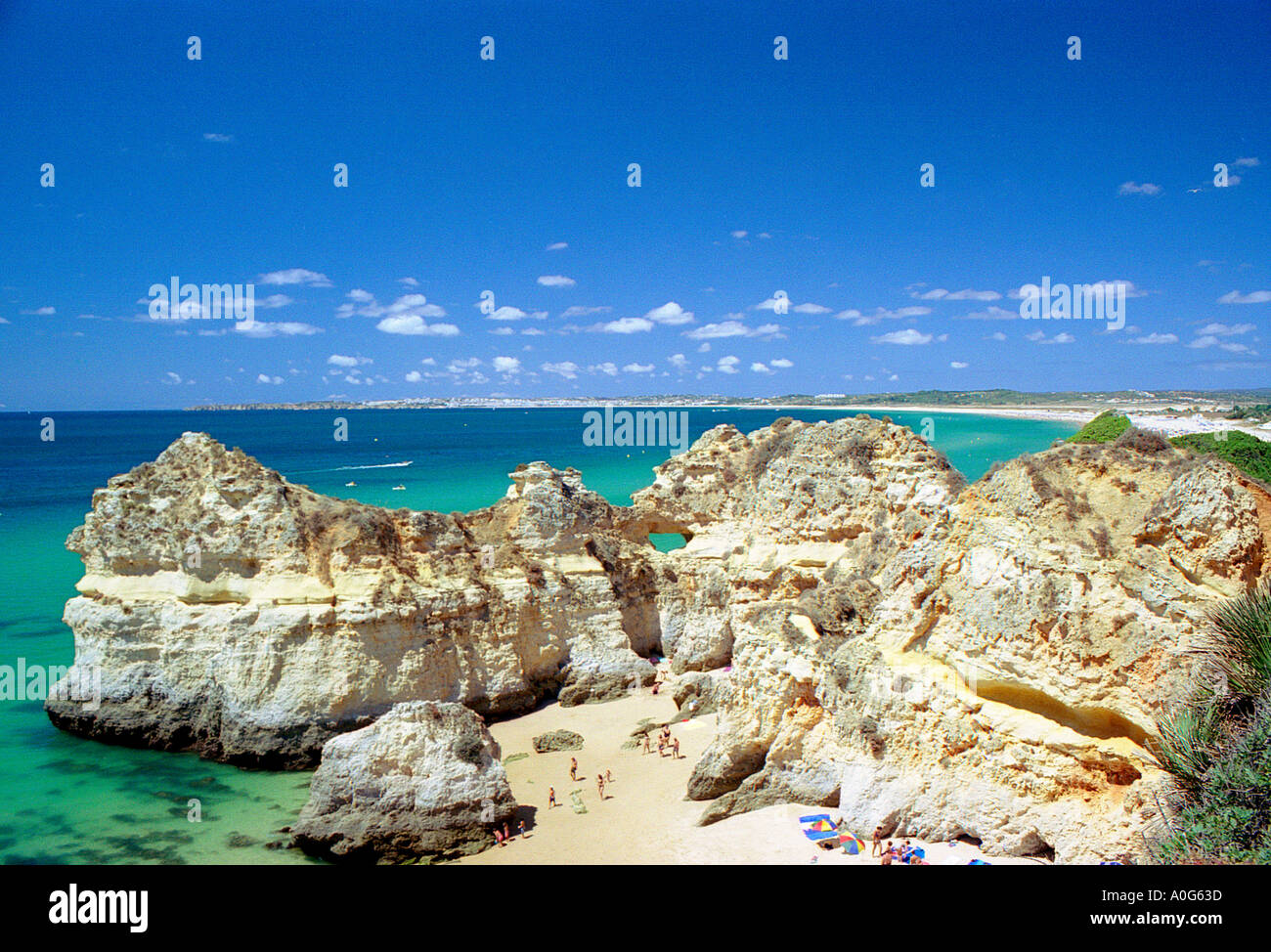 Alvor beach and Lagos from the clifftop near Prainha beach Alvor Algarve Portugal Stock Photo