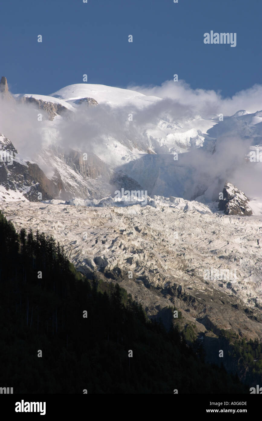 Mont Blanc its summit ridge and the bossons glacier taken from Chamonix ...