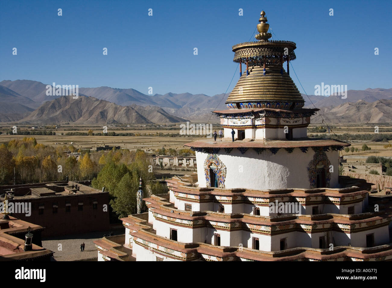 The Kumbum Stupa at Pelkor Chode Monastery in the Tibetan town of Gyantse in the Tibet Autonomous Region of China Stock Photo