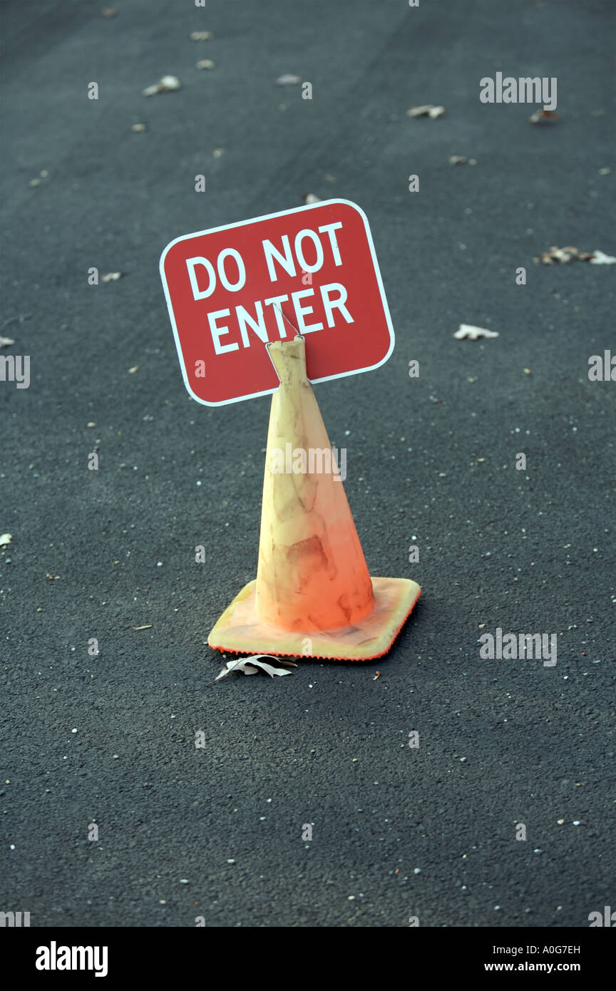 Do not enter, sign on the road, with some leaves around, New York, USA