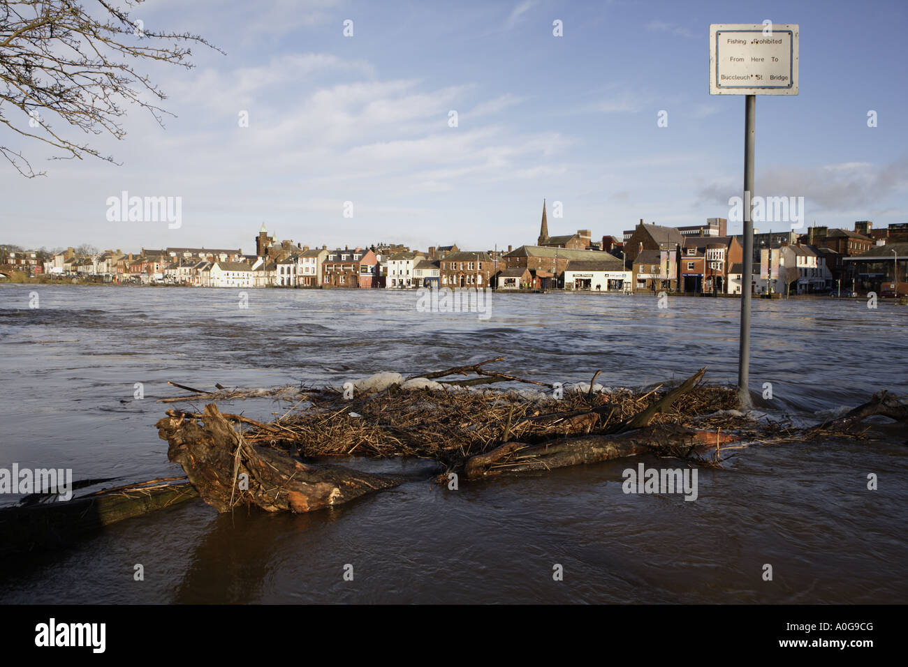 Climate change flooding on the River Nith Dumfries Scotland UK Stock Photo