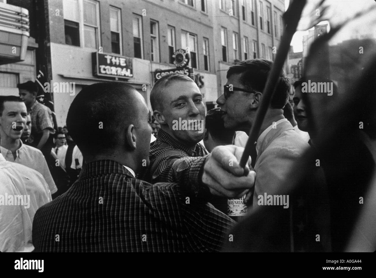 Jackson Mississippi 1962 Gathering to watch a football game white Mississippians rally in