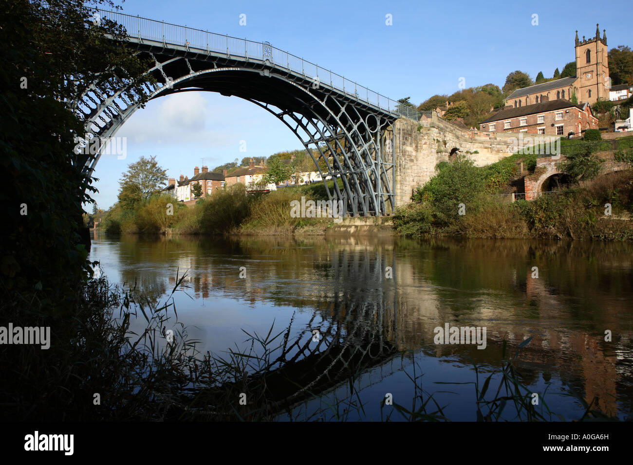 The Ironbridge Bridge in Ironbridge Telford Shropshire England UK