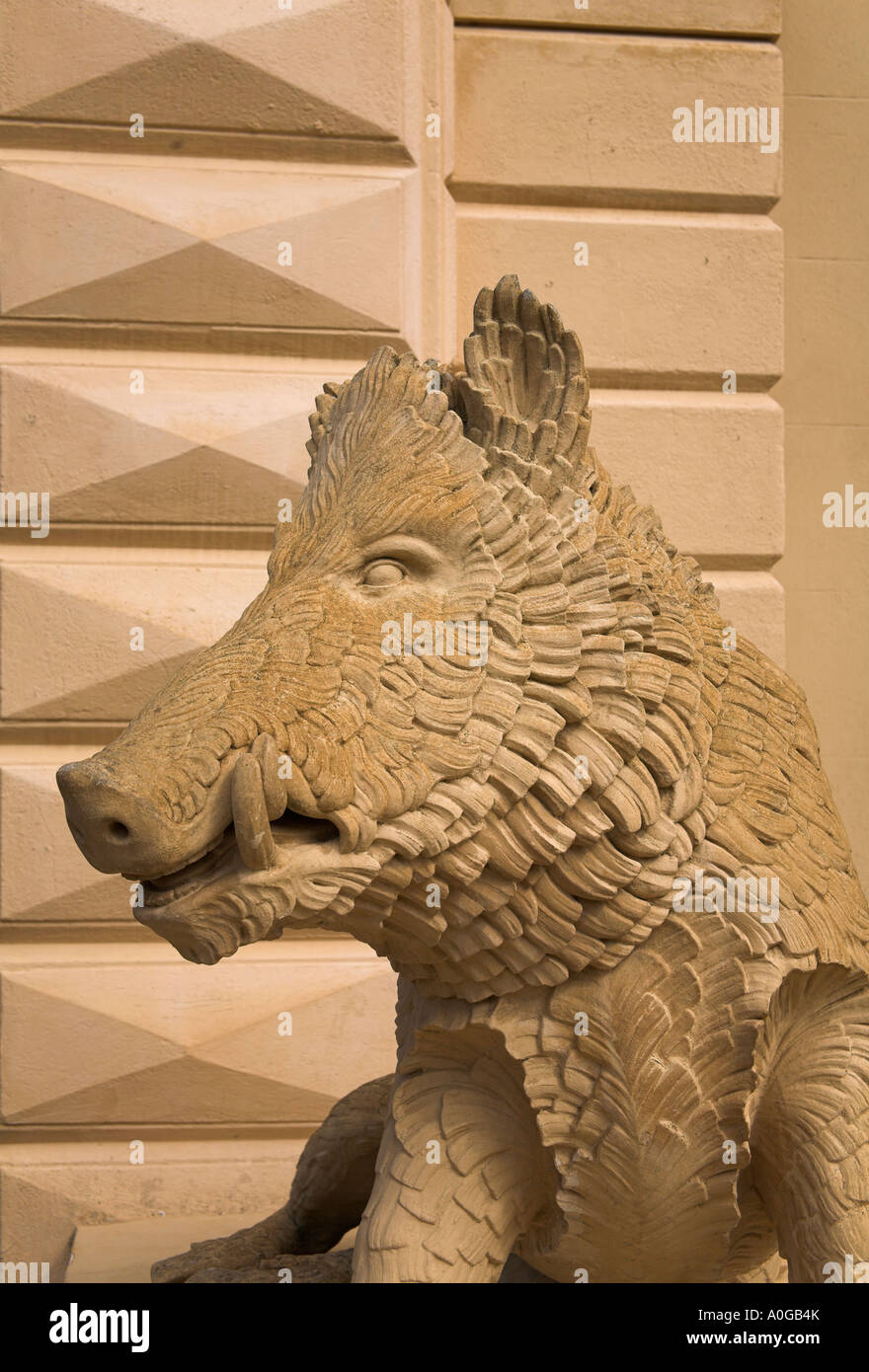 Stock photograph of Wild Boar statue Osborne House Isle of Wight