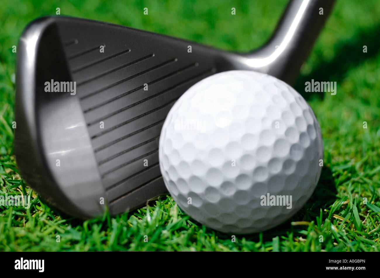Golfer hitting ball with iron Stock Photo Alamy
