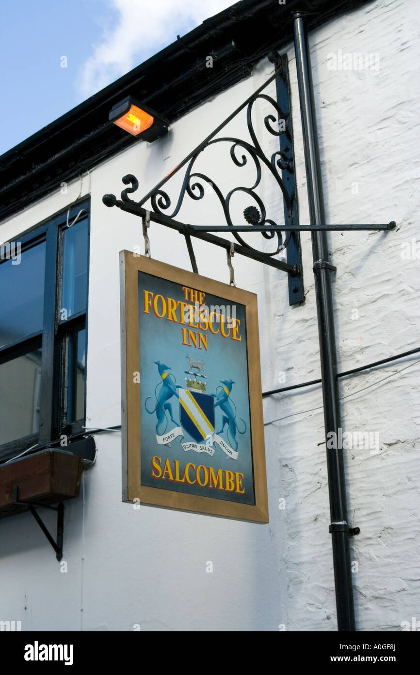Pub sign Devon UK The Fortescue Inn Stock Photo Alamy