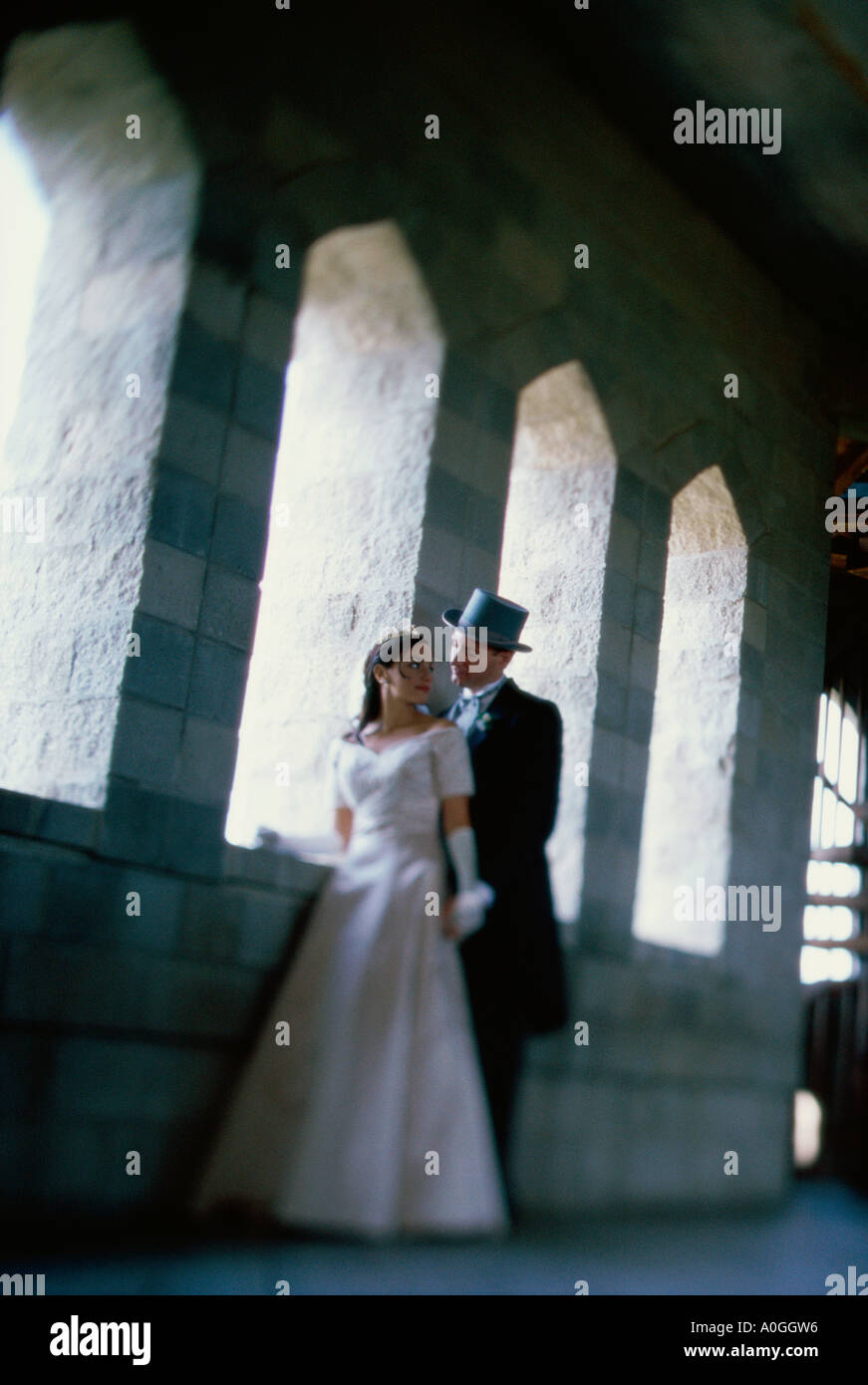 Wedding couple in front castle hi-res stock photography and images - Alamy