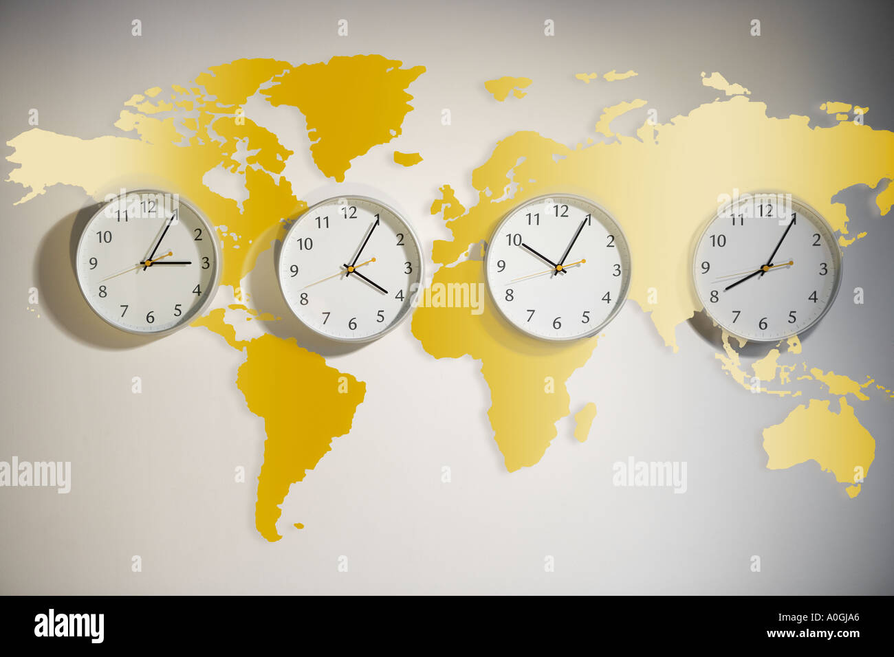 World map with clocks Stock Photo Alamy