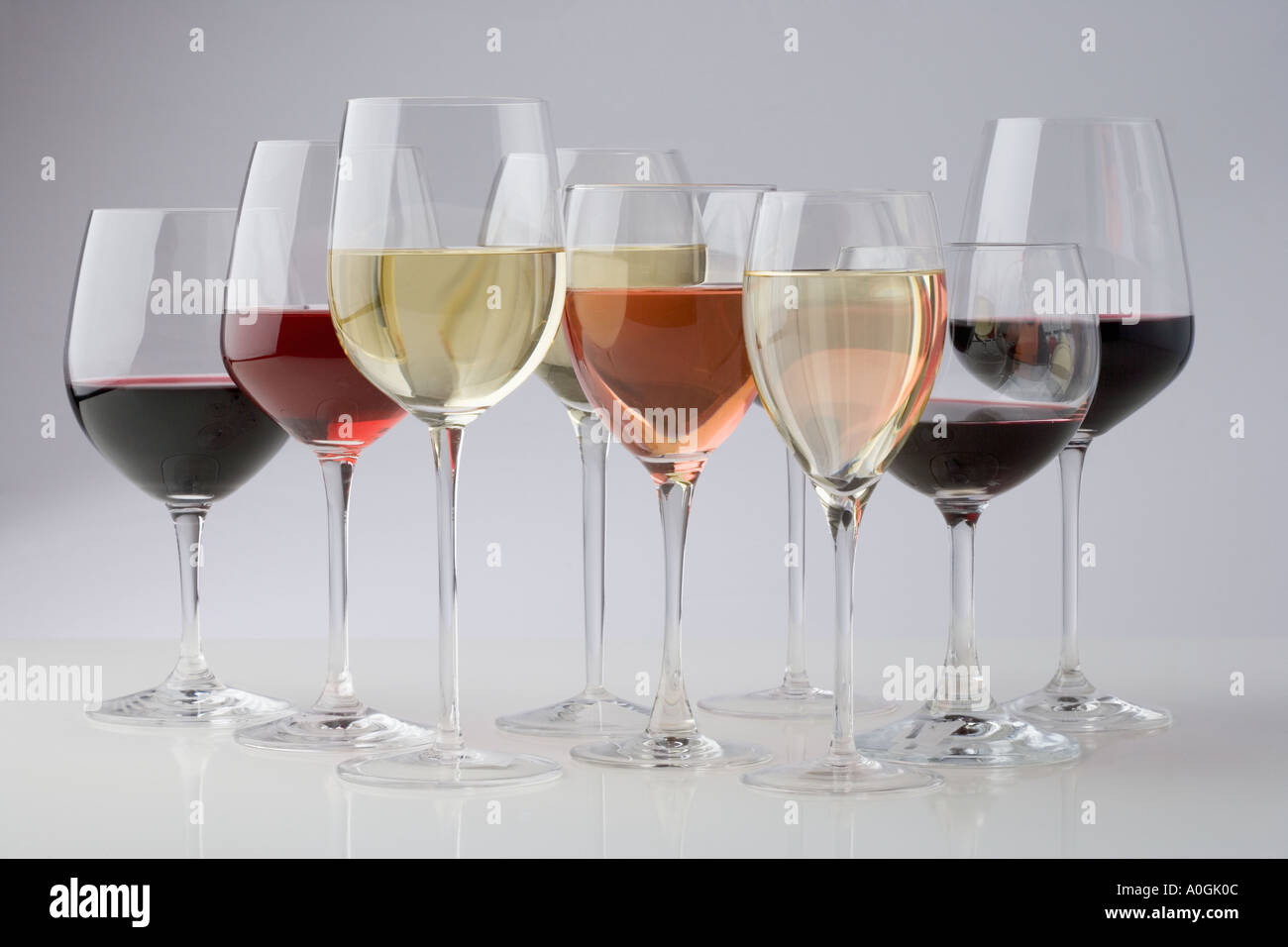 Closeup of glasses of different wines Stock Photo Alamy