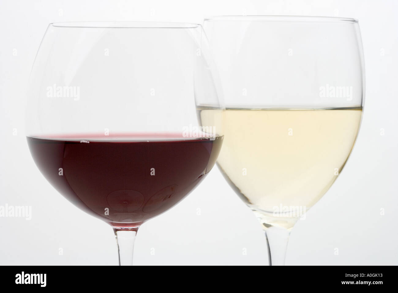 Red and white wine in glasses Stock Photo Alamy