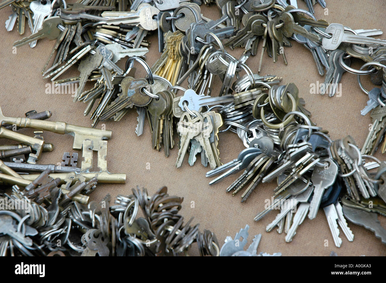 Old keys for sale for collectors Stock Photo Alamy