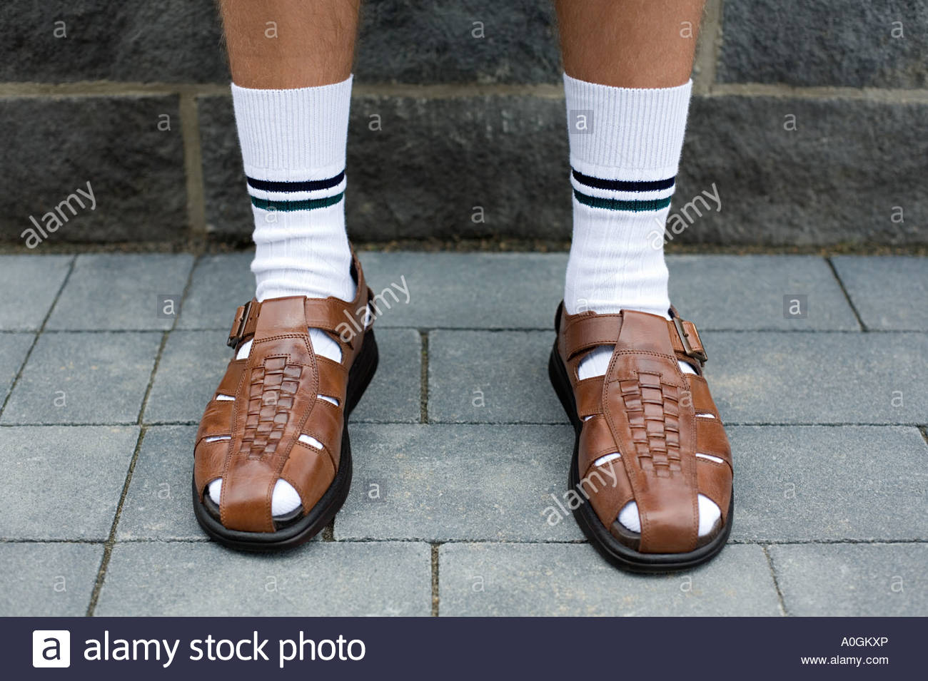 Man Wearing Socks And Sandals Stock Photos & Man Wearing Socks And