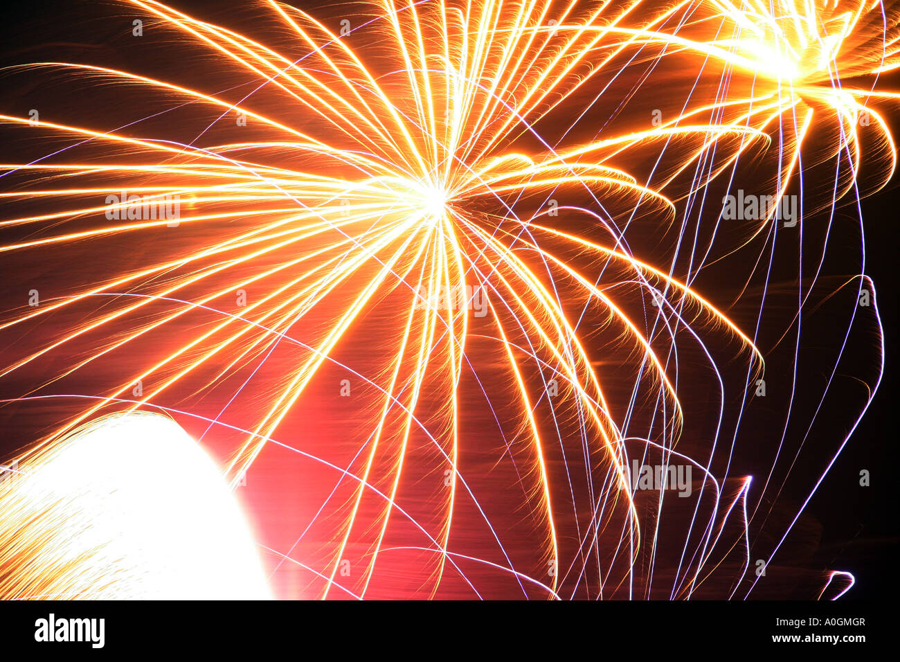 bright fireworks in the night sky on Guy fawkes night Stock Photo Alamy