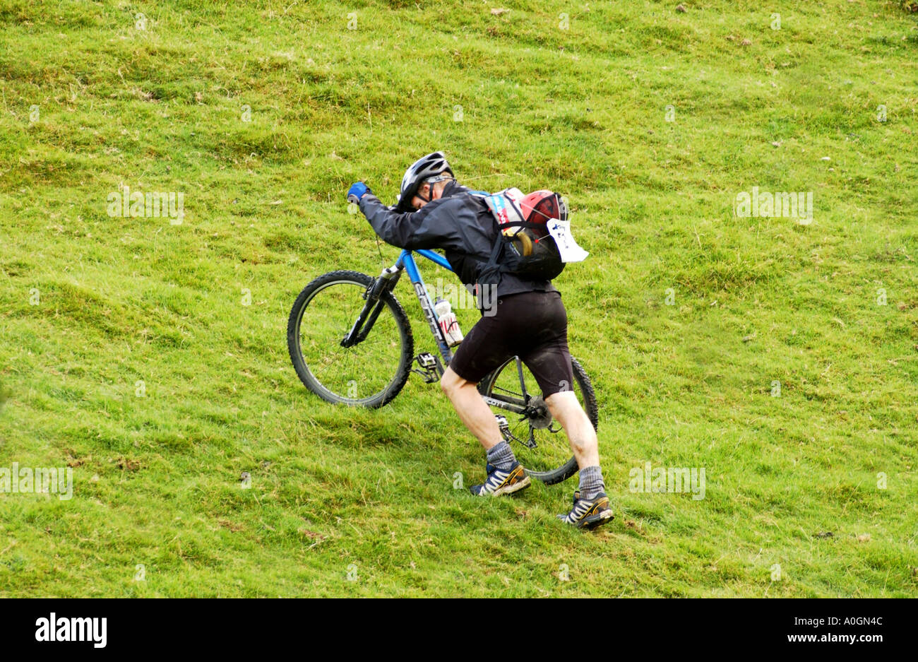 pushing a bike