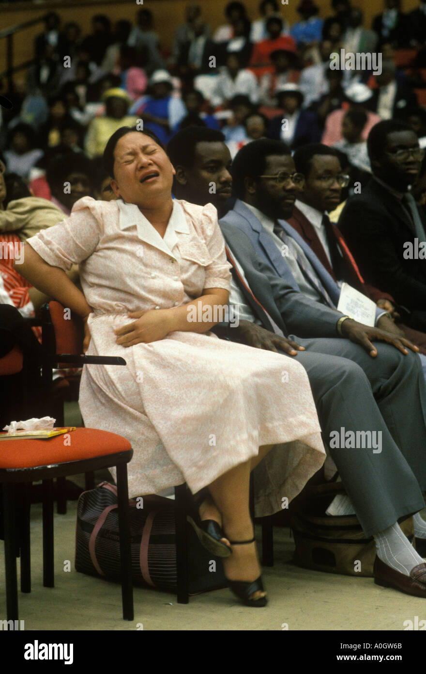 Black British woman In Spirit at Church of God of Prophecy Brighton conference Sussex 1990s UK HOMER SYKES Stock Photo