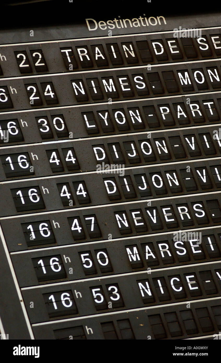 Train timetable in France Stock Photo Alamy