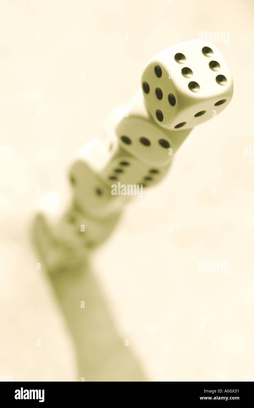 Dice tower chance concept gambling Stock Photo