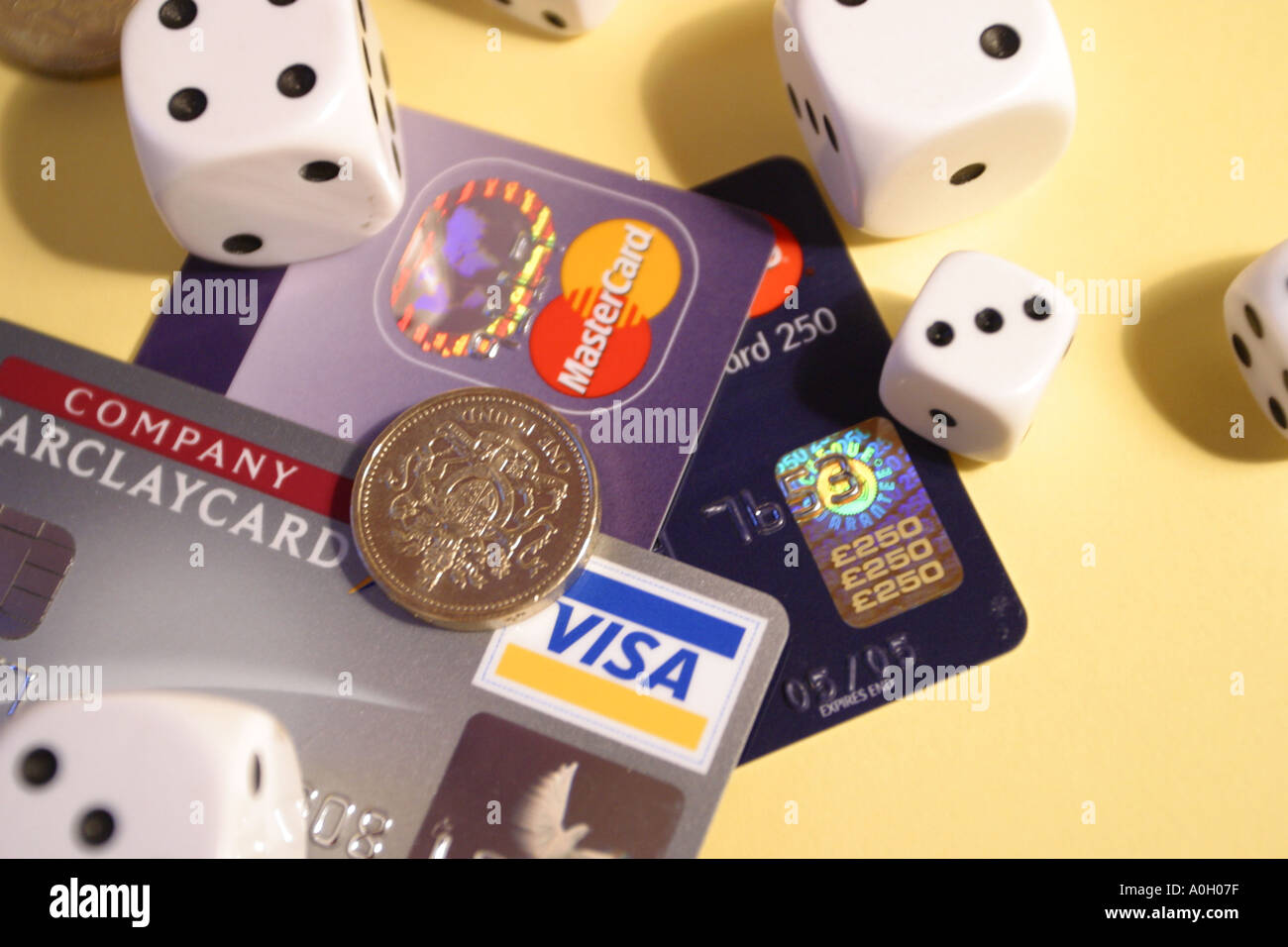 Financial risk gamble credit cards money and dice Stock Photo