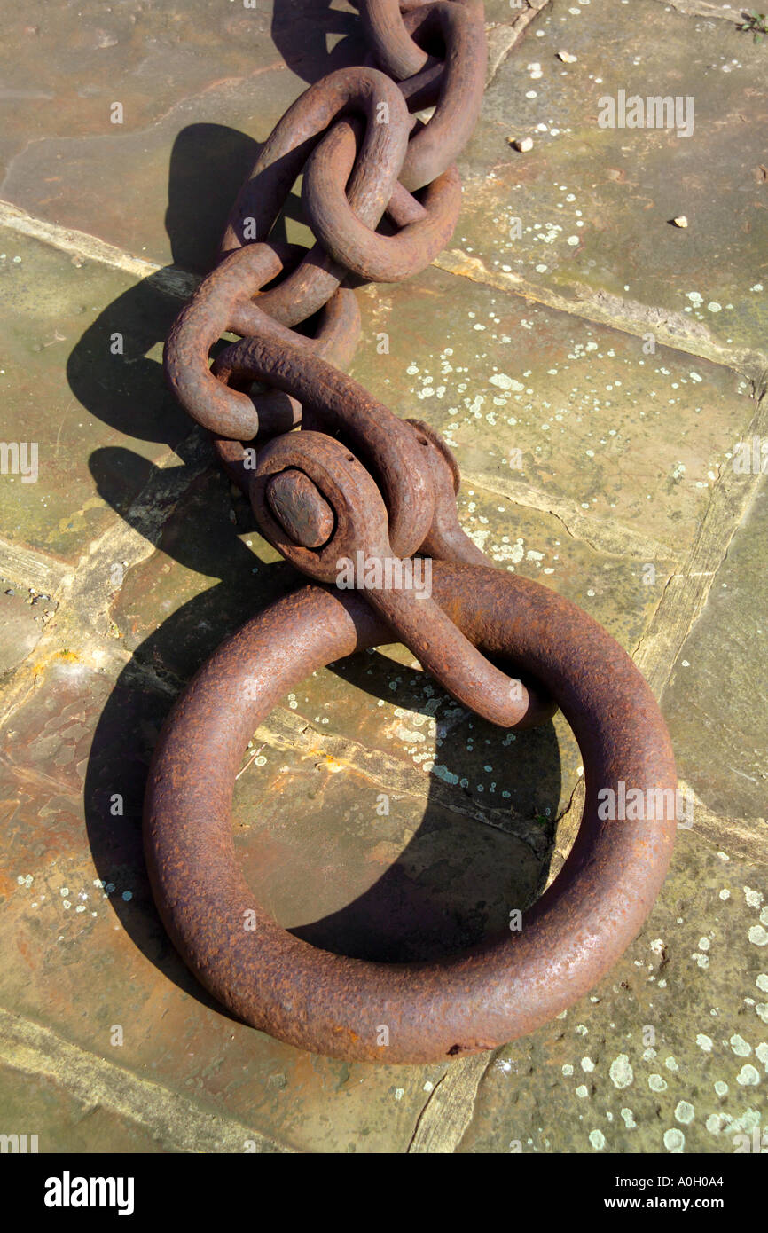 anchor chains in dry dock Stock Photo Alamy