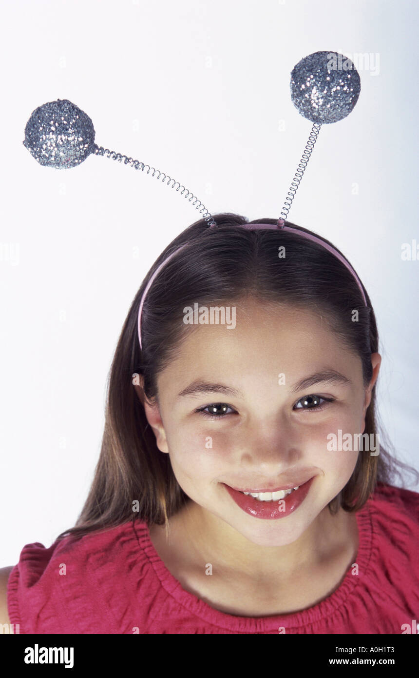 Portrait of a girl wearing antennas on her head Stock Photo Alamy