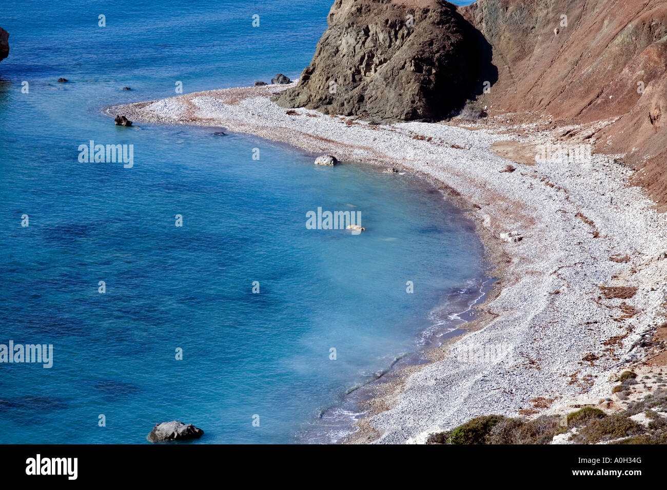 THE CURVED COASTLINE NEAR AFRODITES BIRTHPLACE, CYPRUS Stock Photo
