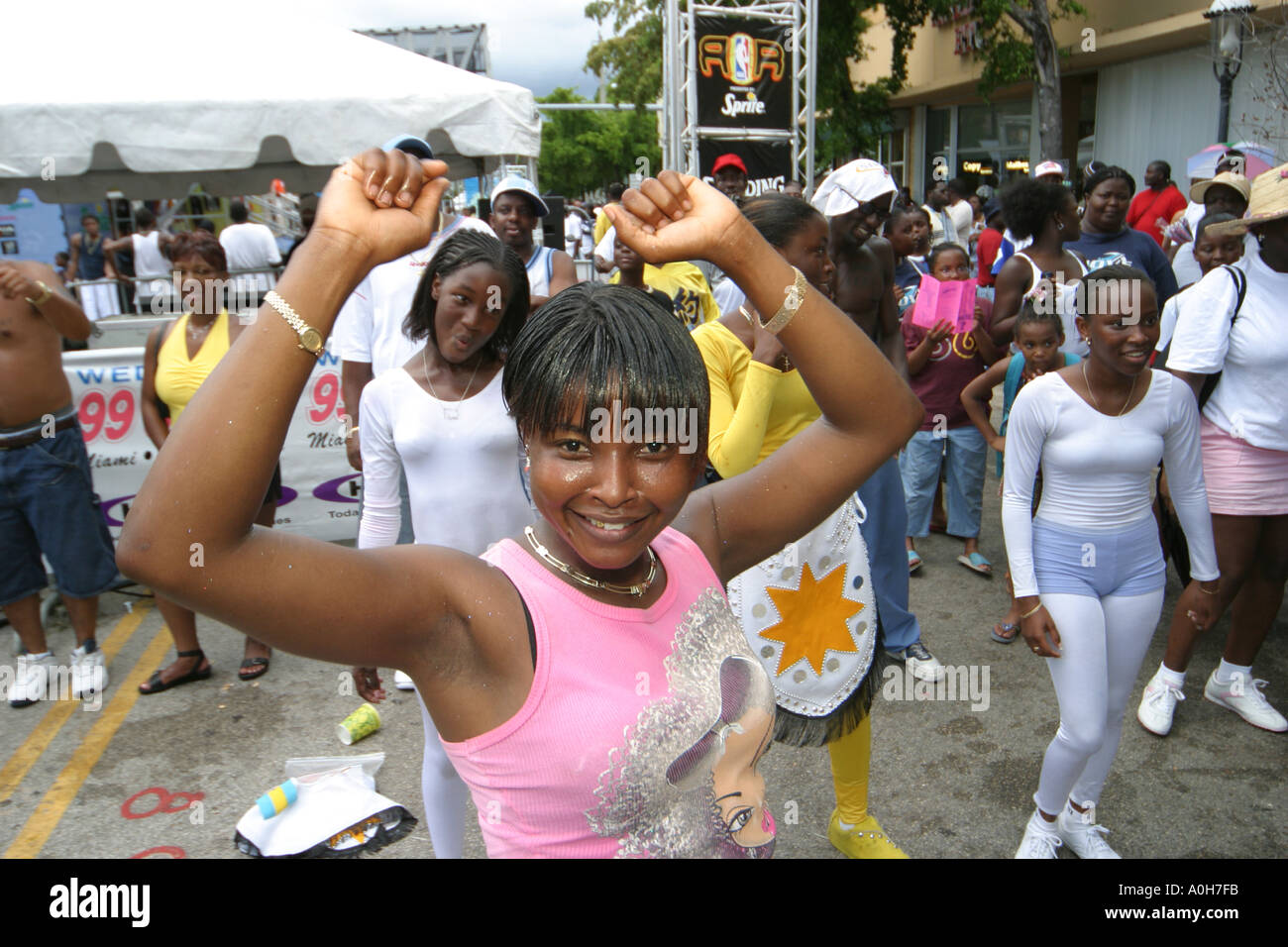 Miami Florida,Coconut Grove,Grand Avenue,Bahamas Goombay Festival,festivals,celebration,fair,ethnic,event,community,neighbor,Black Blacks African Afri Stock Photo