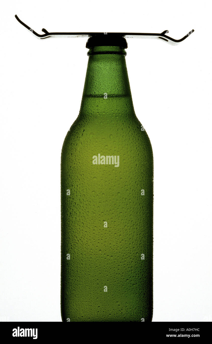 Beer bottle with a bottle opener on top Stock Photo
