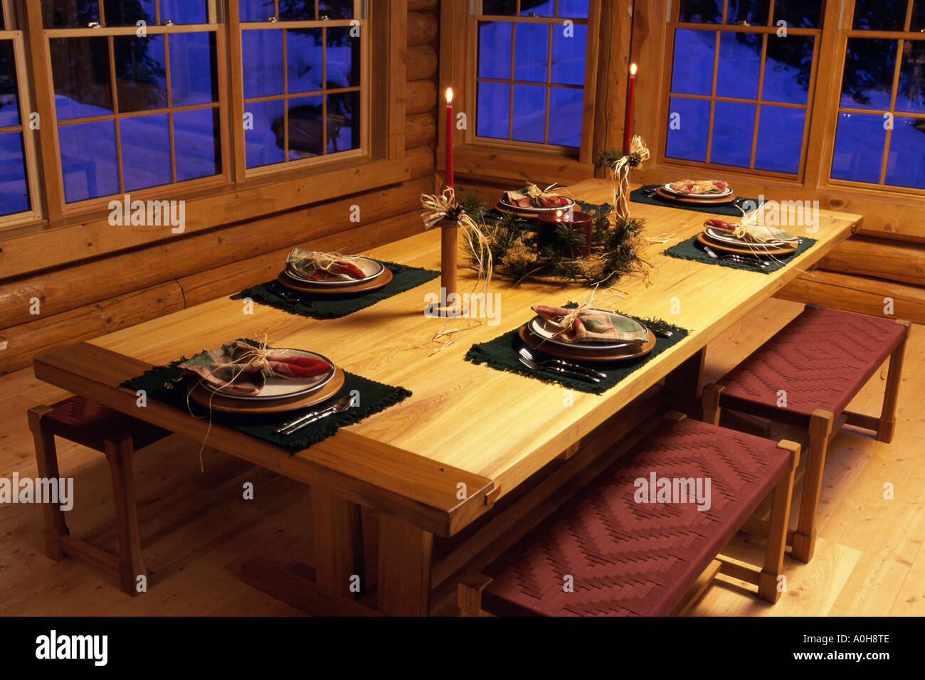 Dining table set for a Christmas dinner Stock Photo - Alamy