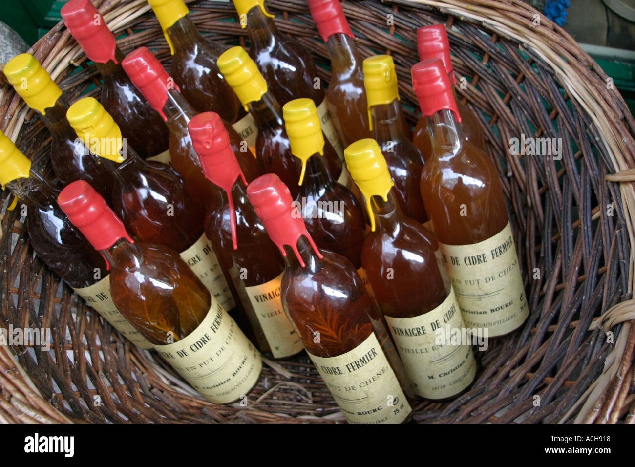 Cider Vinegar for sale at Honfleur Normandy France Stock Photo