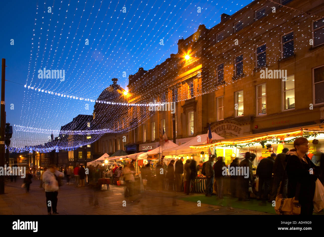 Christmas Lights Grey Street Newcastle upon Tyne Stock Photo Alamy