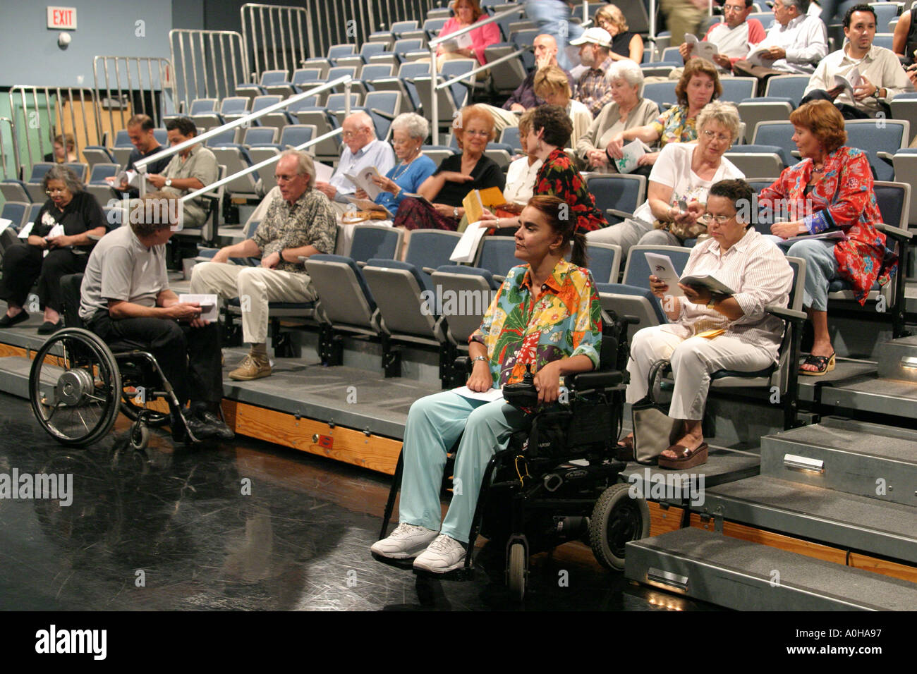 Miami Florida,New World School of the Arts Dance Theatre,theater,AXIS Dance Company,includes disabled dancer,dancing,entertainment,audience,crowd,U.S. Stock Photo
