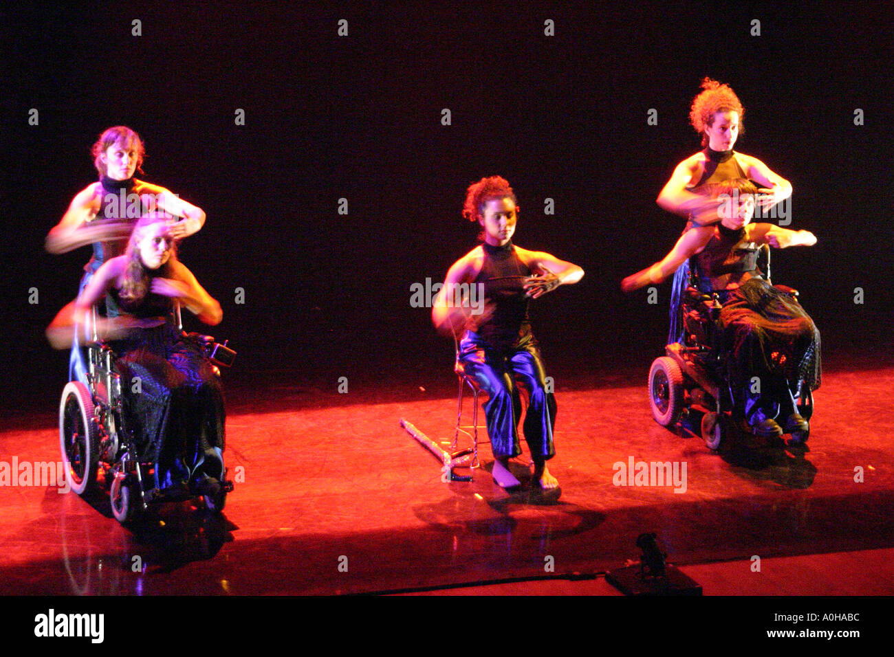 Miami Florida,New World School of the Arts Dance Theatre,theater,AXIS Dance Company,includes disabled dancer,dancing,entertainment,U.S.A.,United State Stock Photo