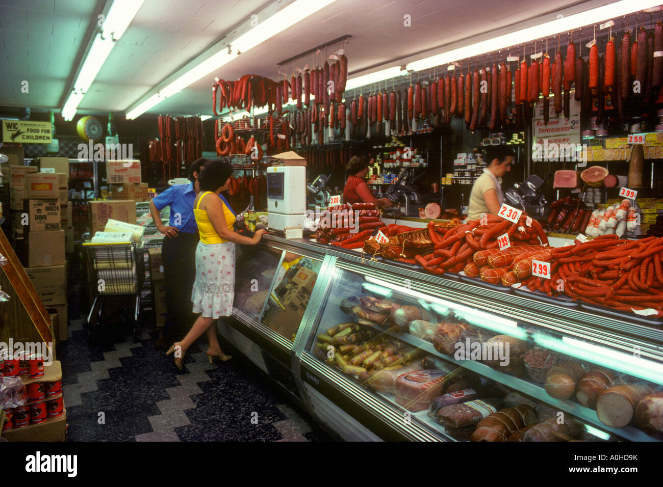 Brooklyn, Brighton Beach Delicatessen local Russian food market New York City USA Stock Photo