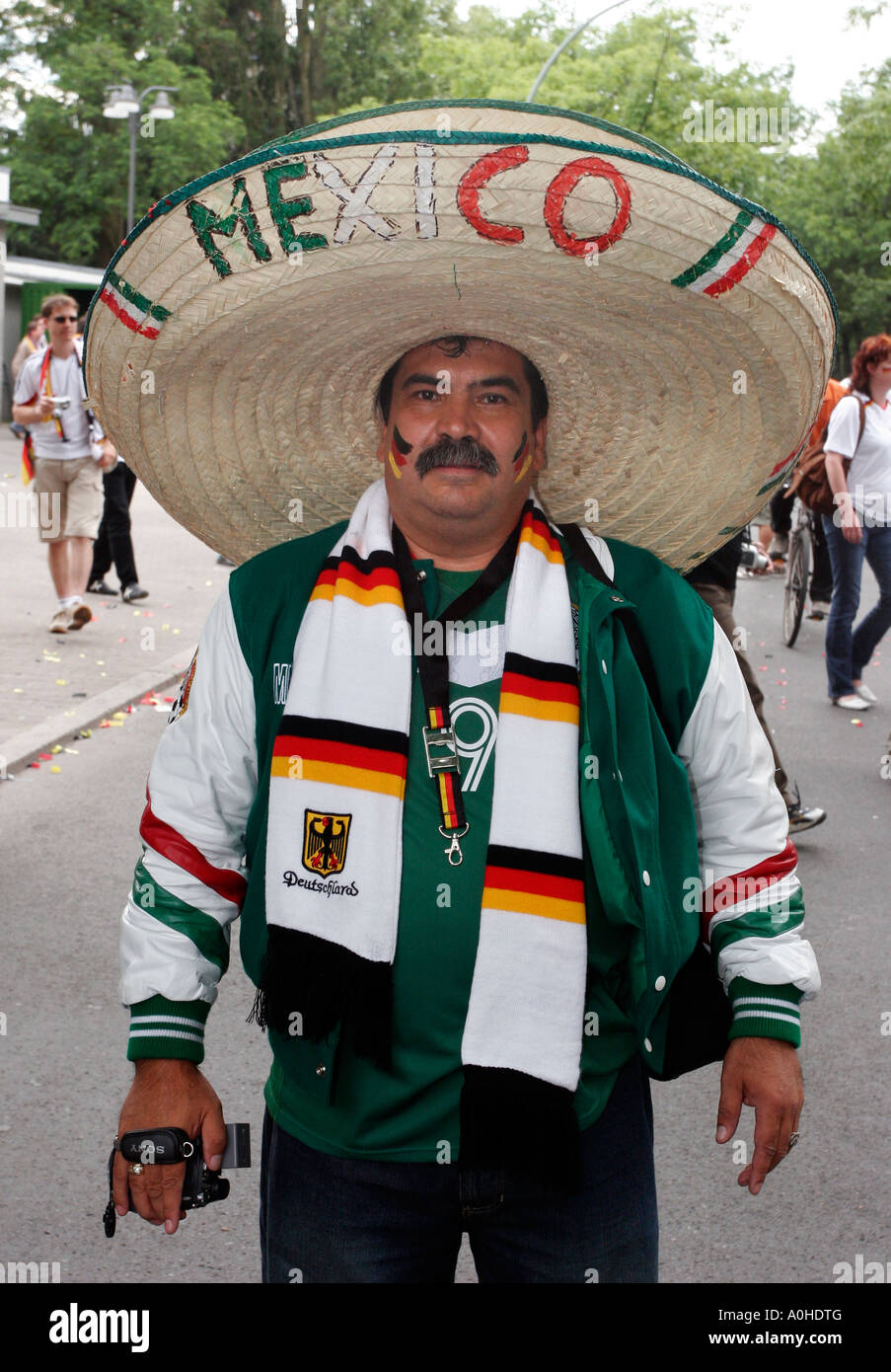 A Mexican fan in costume with a massive sombrero at the world cup in  Berlin, Germany Stock Photo - Alamy