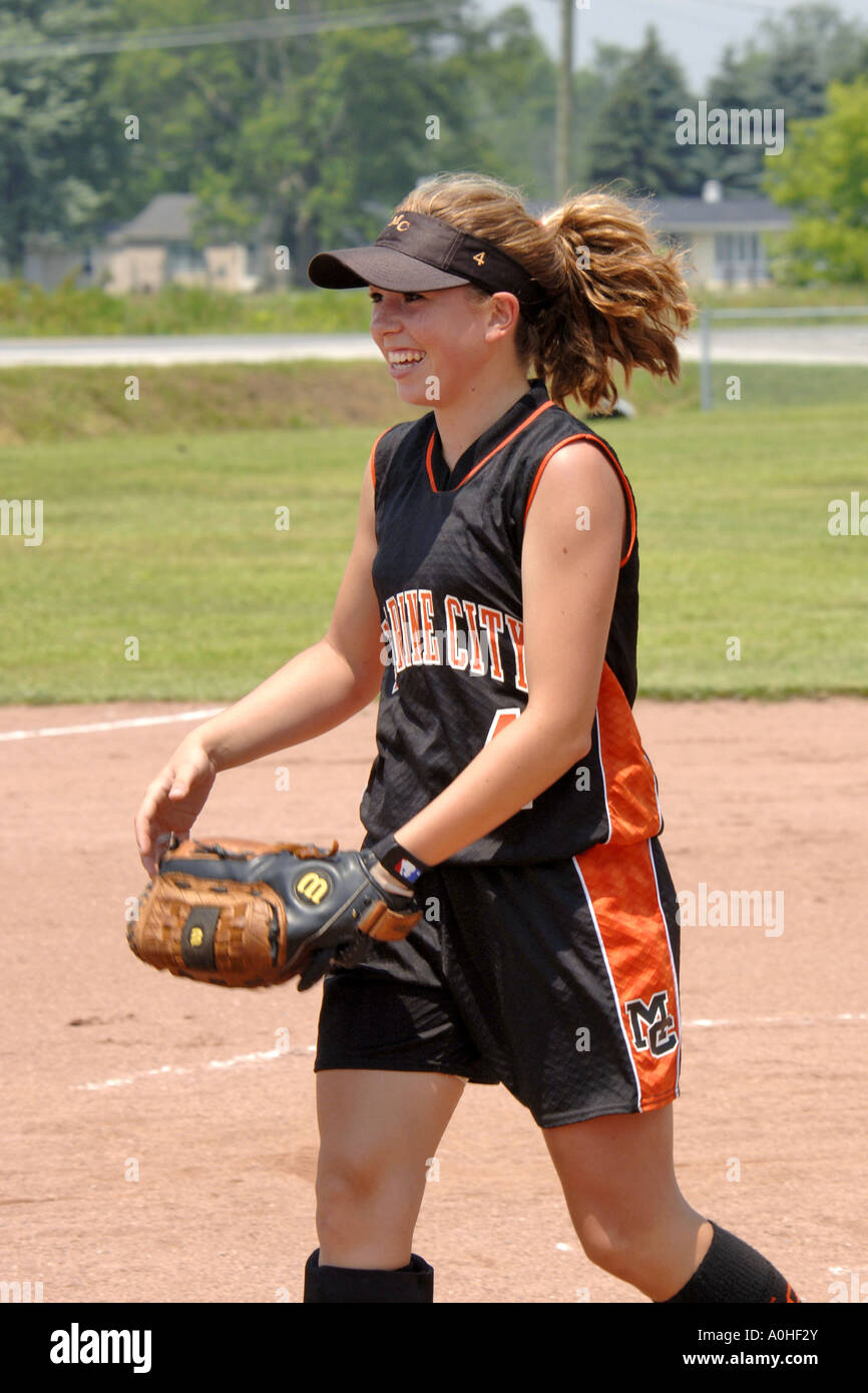Teenage sports team, female coach hires stock photography and images