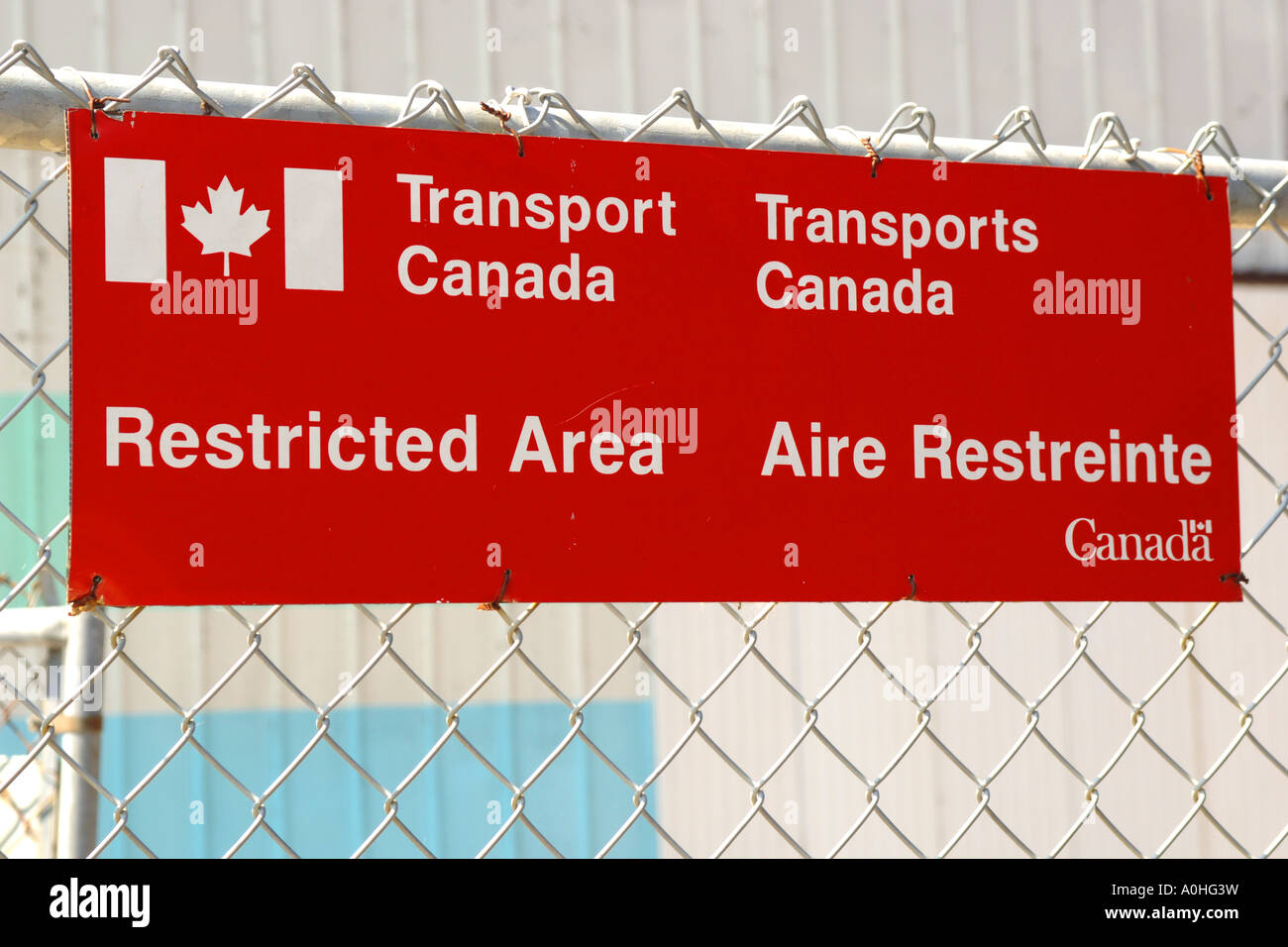 Canadian Restricted area sign Stock Photo - Alamy
