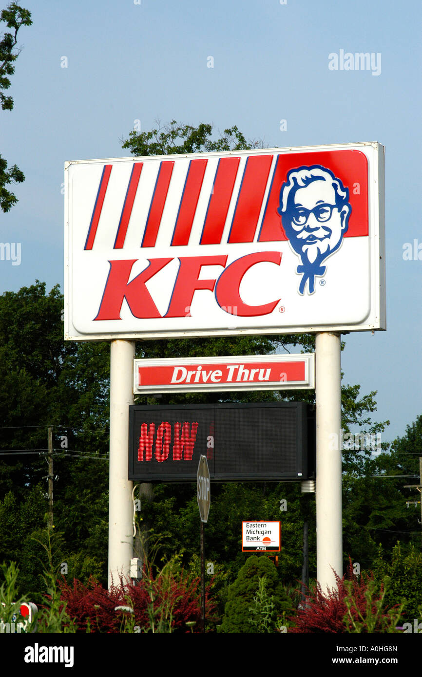 KFC Fast Food Restaurant sign Stock Photo