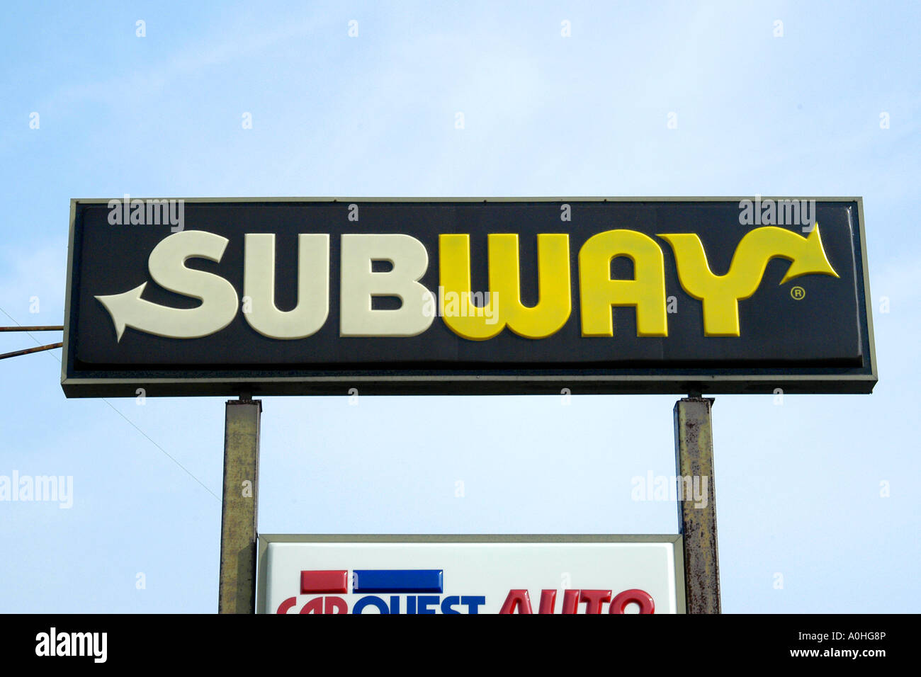 Subway Fast Food Restaurant sign Stock Photo