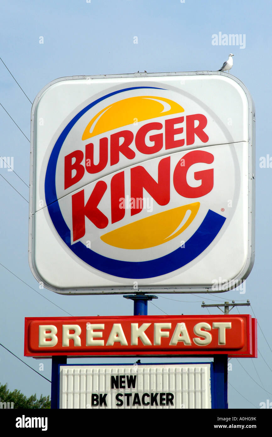 Burger King Fast Food Restaurant sign Stock Photo