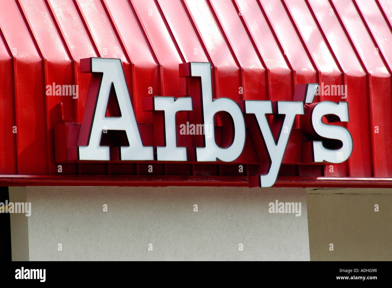 Arby s Fast Food Restaurant sign Stock Photo