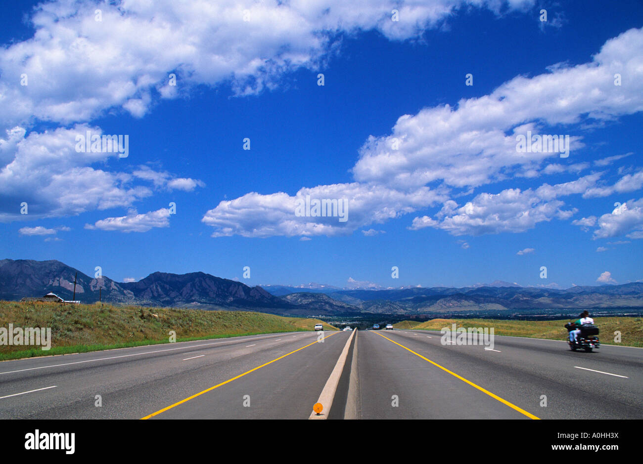 Colorado, Highway 36 From Denver to Boulder. The Rocky Mountain Range