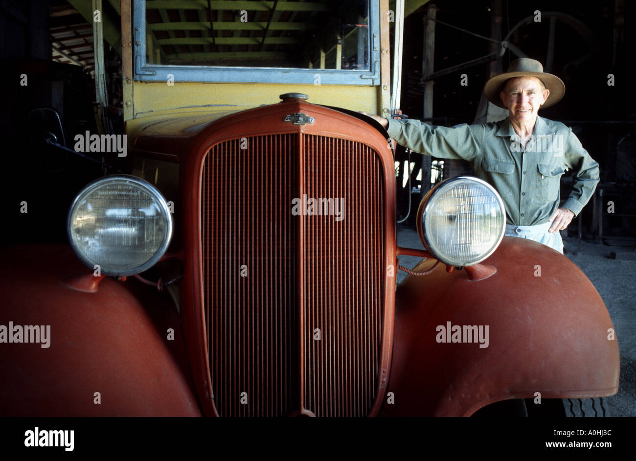 Guide John McKenzie showing car at National Trust Venus Battery The Old