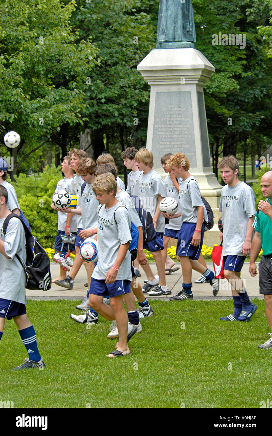 Teenage boys soccer team at the University of Notre Dame Summer Camp