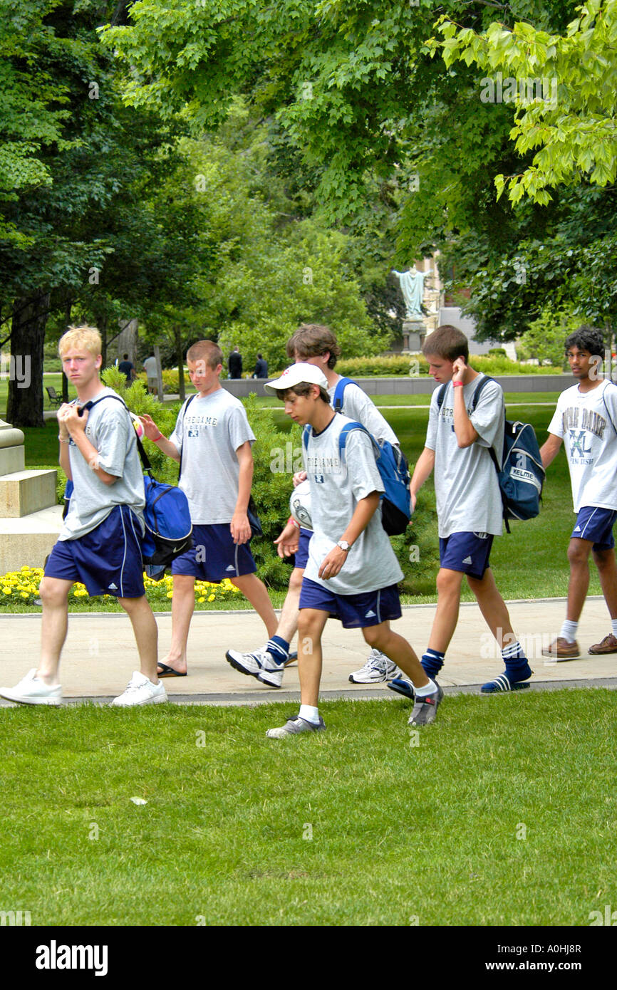 Teenage boys soccer team at the University of Notre Dame Summer Camp