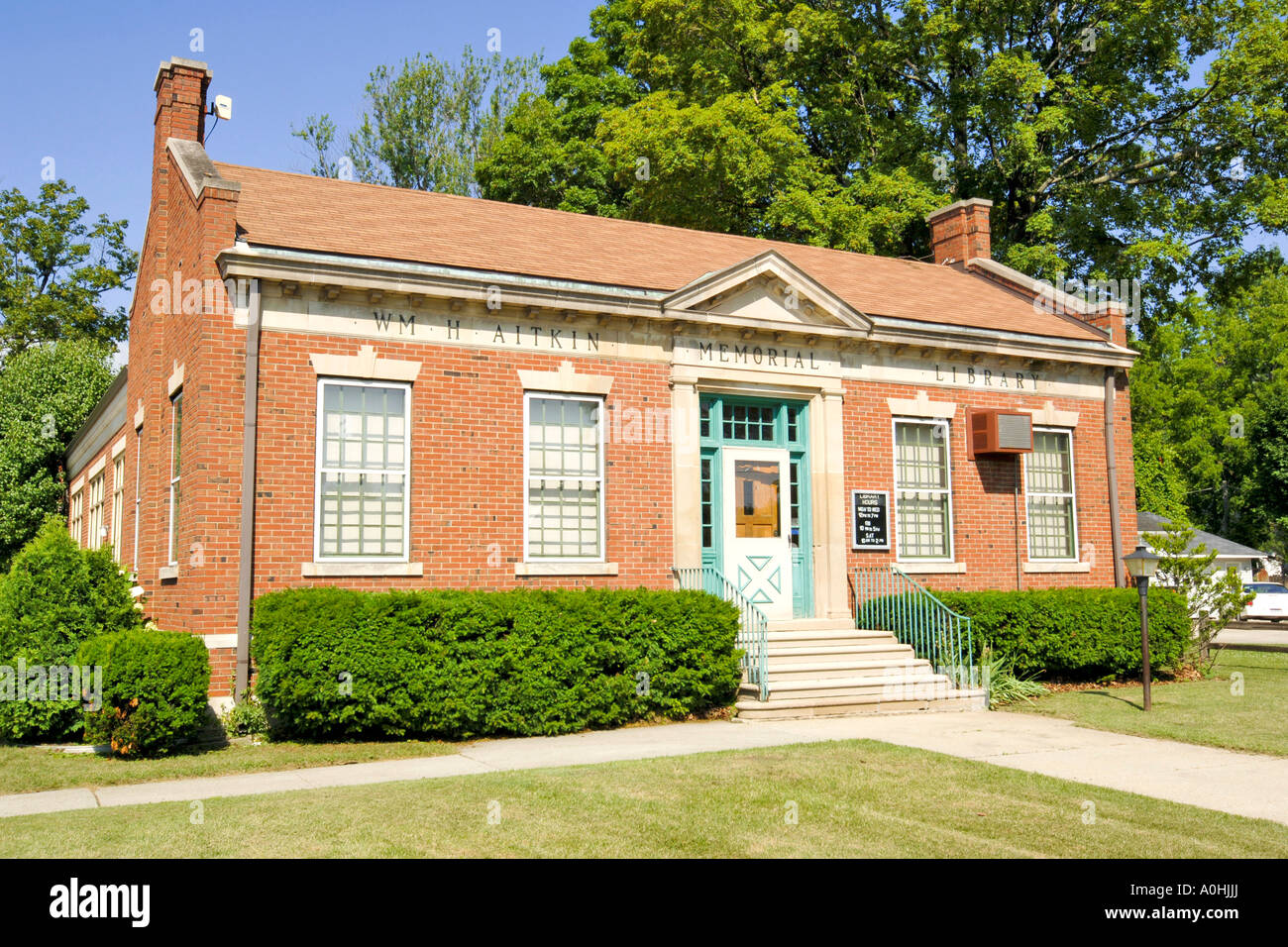 Croswell Library building a small town in Michigan Stock Photo Alamy
