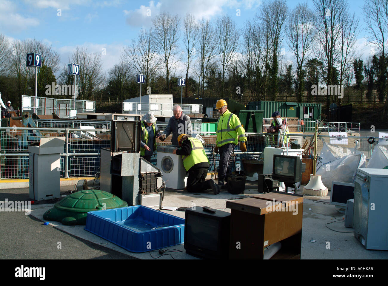 Household recycling centre unwanted items for sale southern England UK Stock Photo
