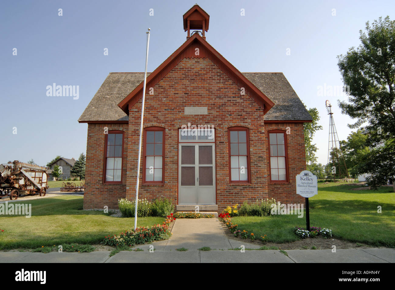 Traditional red brick one-room school house in Indiana Stock Photo