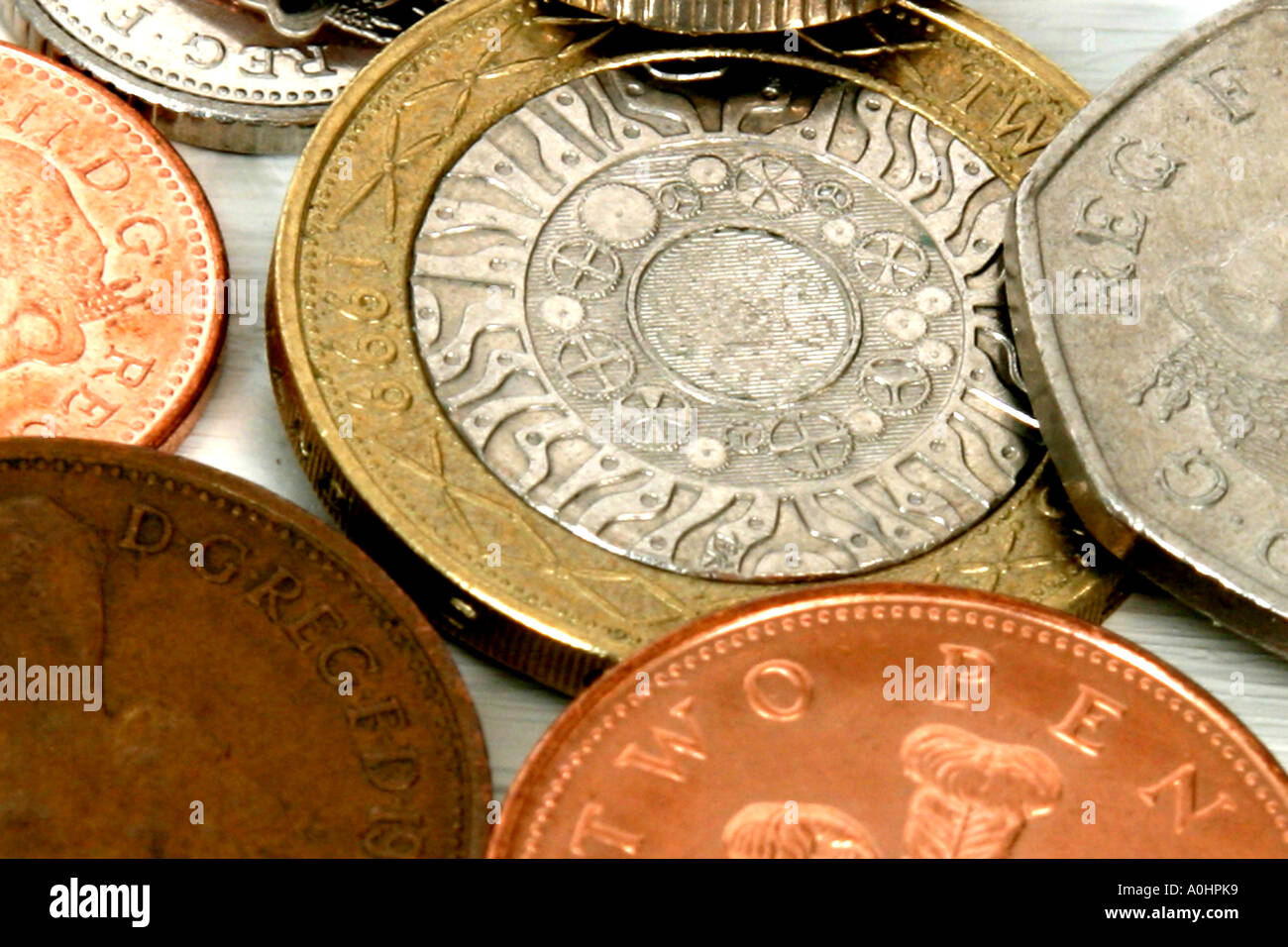 A pile of English coins Stock Photo